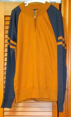 Street Rules Quarter Zip Sweater Boy's Size 10/12 Orange Navy Raglan Pullover